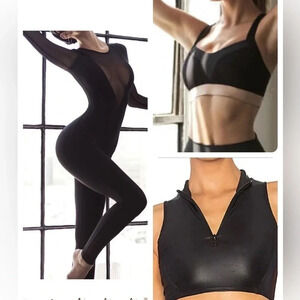 Alexis Ren Tasmin Jumpsuit, Crop Top, and Sports Bra Set Size XS New With Tags